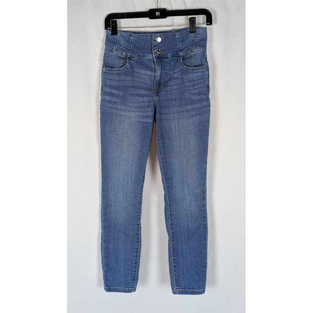 Guess Jeans 26 Women's Blue Light Wash High Rise Rhinestone Logo Skinny Leg